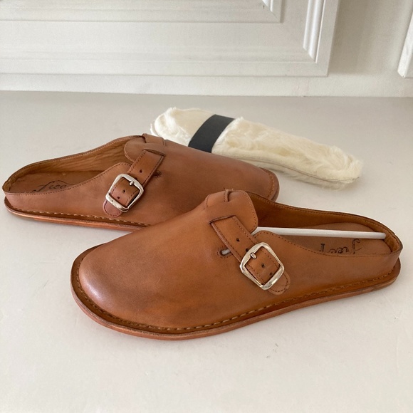 Free People Shoes - NWOT Free People Benson Buckle Mules In Brown Sz 38